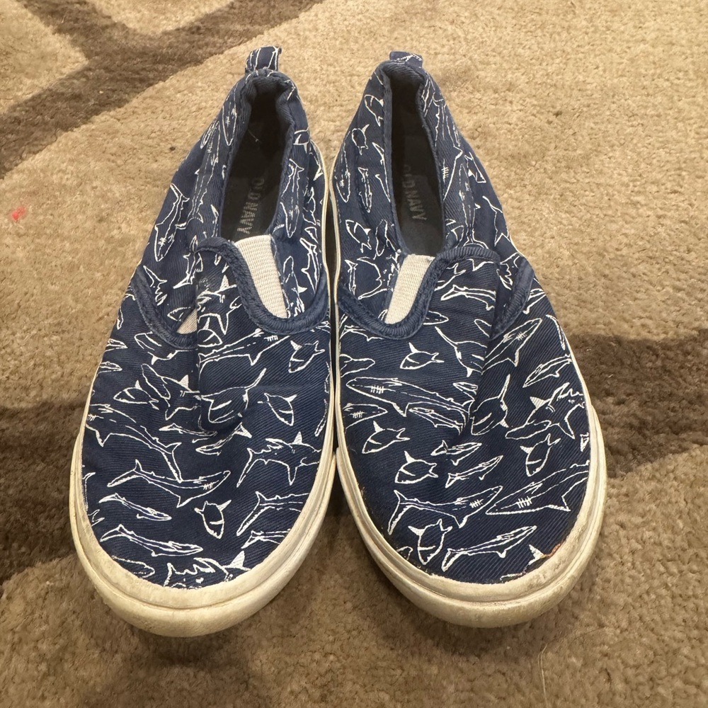 Old Navy Blue and White Nautical Slip-On Sneakers